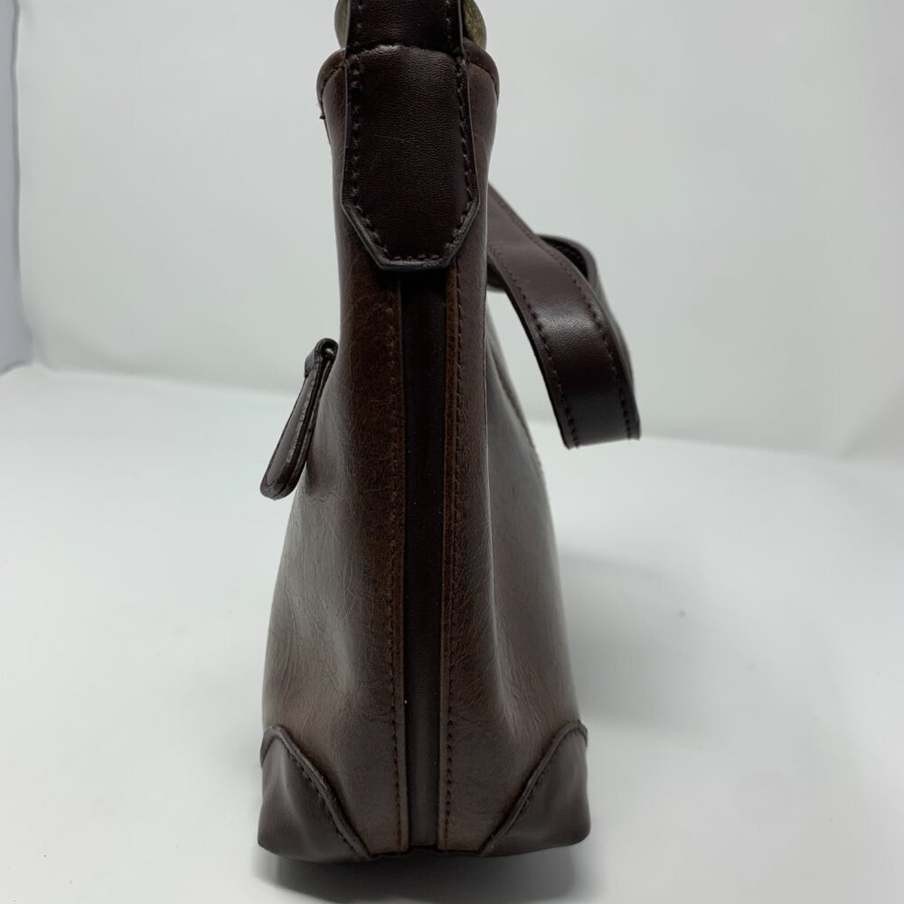 Vintage Leather Shoulder Bag Women Brown Hobo Purse Zip Pocket - Picture 4 of 4